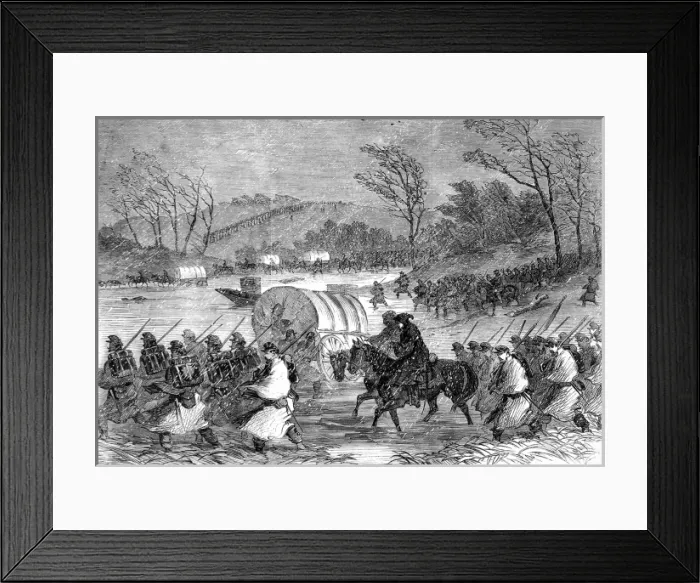 Framed Print : The Civil War in America. Army of the Potomac crossing Framed Print : The Civil War in America. Army of the Potomac crossing