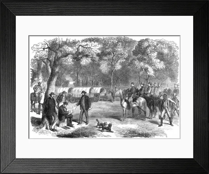 Framed Print : President Jefferson Davis working at the roadside, 1865 Framed Print : President Jefferson Davis working at the roadside, 1865