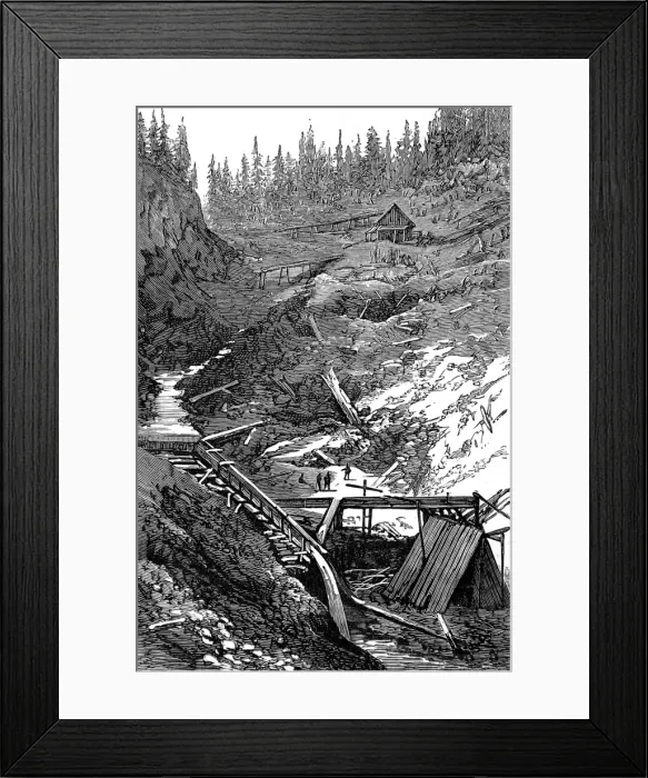 Framed Print : Stouts Gulch, Williams Creek, British Columbia, 1882 Framed Print : Stouts Gulch, Williams Creek, British Columbia, 1882