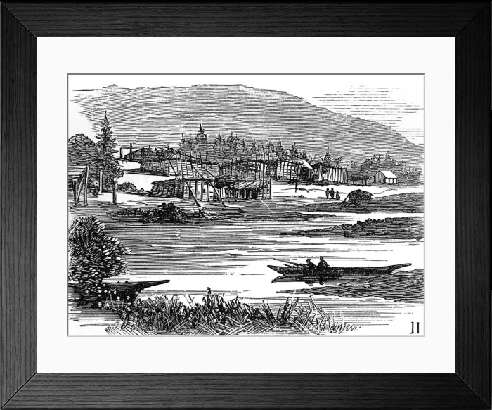 Framed Print : Native American Indian Village, British Columbia, 1882 Framed Print : Native American Indian Village, British Columbia, 1882