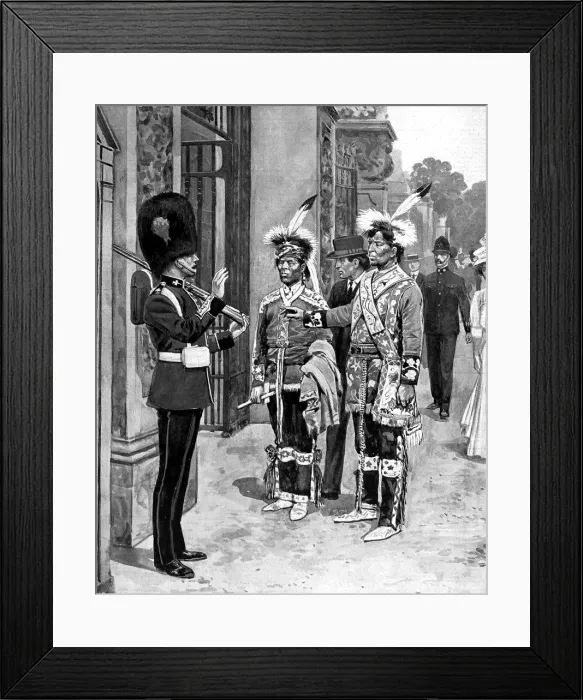 Framed Print : Sioux native American Indian Chiefs outside Buckingham Palac