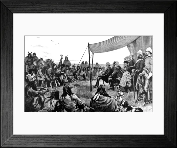 Framed Print : The Pow-Wow at Black Feet Crossing, September 1881 Framed Print : The Pow-Wow at Black Feet Crossing, September 1881