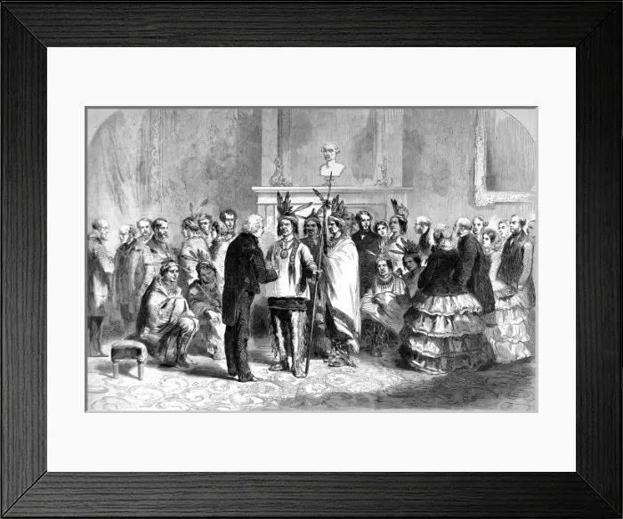 Framed Print : James Buchanan welcoming native American Indians into the Wh Framed Print : James Buchanan welcoming native American Indians into the Wh