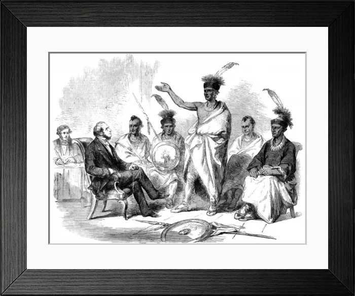 Framed Print : The Conference of Kaw Indians with the United States Governm Framed Print : The Conference of Kaw Indians with the United States Governm