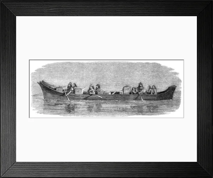 Framed Print : Native American Indians in a large canoe, c. 1862 Framed Print : Native American Indians in a large canoe, c. 1862