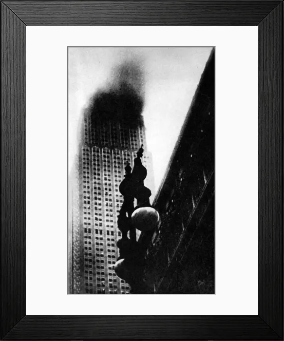 Framed Print : The Empire State Building, New York, on Fire, 1945 Framed Print : The Empire State Building, New York, on Fire, 1945