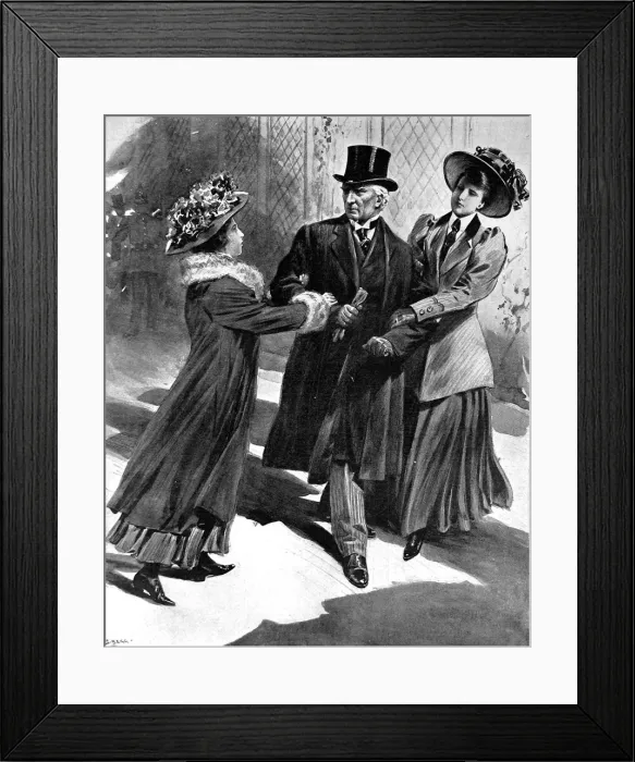 Framed Print : H. H. Asquith ambushed and captured by Suffragettes, 1908 Framed Print : H. H. Asquith ambushed and captured by Suffragettes, 1908