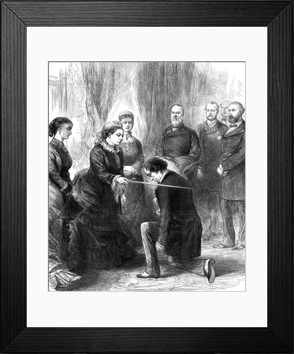 Framed Print : Queen Victoria Investing Disraeli with the Order of the Gart Framed Print : Queen Victoria Investing Disraeli with the Order of the Gart