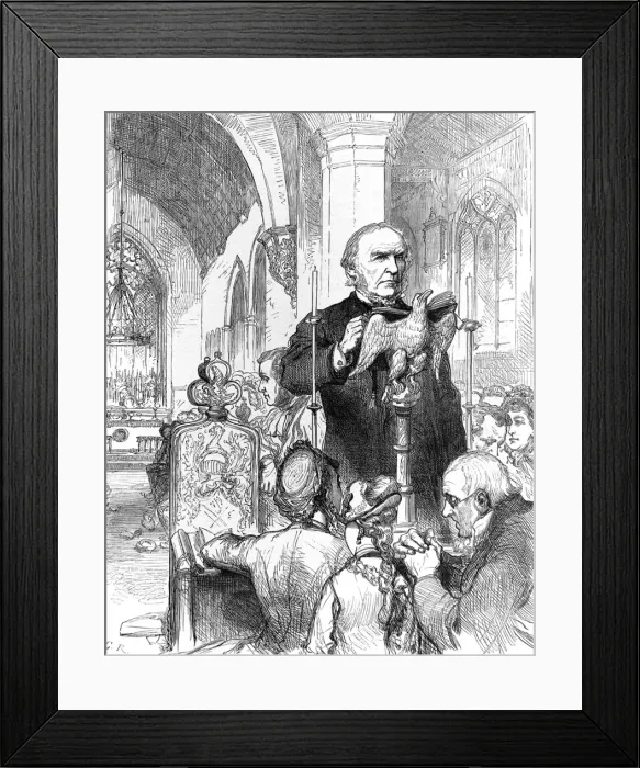 Framed Print : W. E. Gladstone reading the lesson, Hawarden Church Framed Print : W. E. Gladstone reading the lesson, Hawarden Church