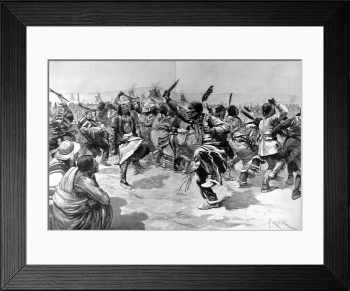 Framed Print : American Indians. The Ghost Dance of the Sioux Indians Framed Print : American Indians. The Ghost Dance of the Sioux Indians
