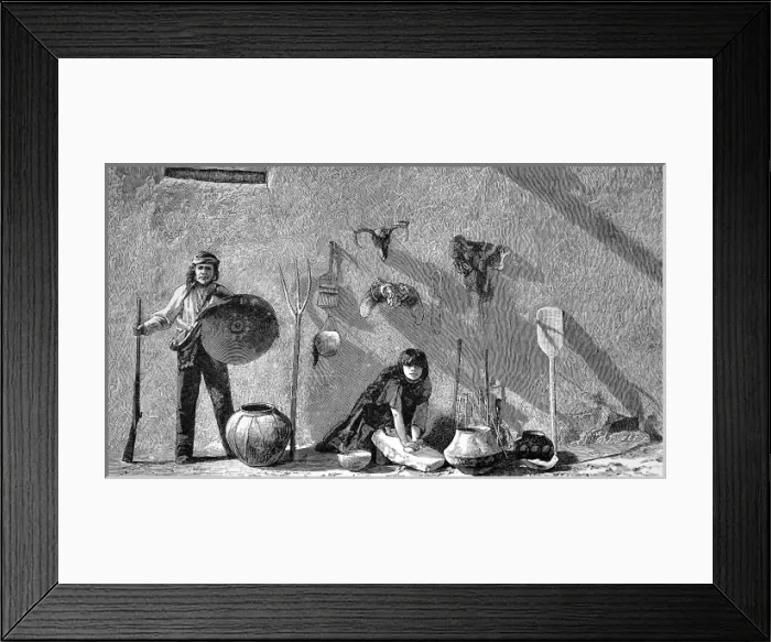 Framed Print : American Indians. New Mexico and Colorado. Family group; gir Framed Print : American Indians. New Mexico and Colorado. Family group; gir