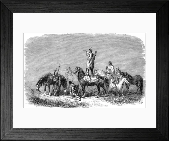 Framed Print : American Indians. Pawnees looking out for the enemy. From a