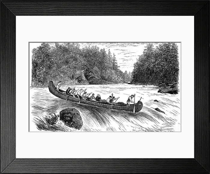 Framed Print : American Indians. The Red River Territory. Shooting a rapid Framed Print : American Indians. The Red River Territory. Shooting a rapid
