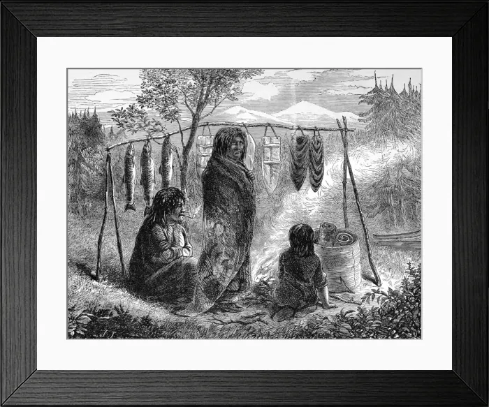 Framed Print : American Indians. Salmon eaters of British Columbia Framed Print : American Indians. Salmon eaters of British Columbia