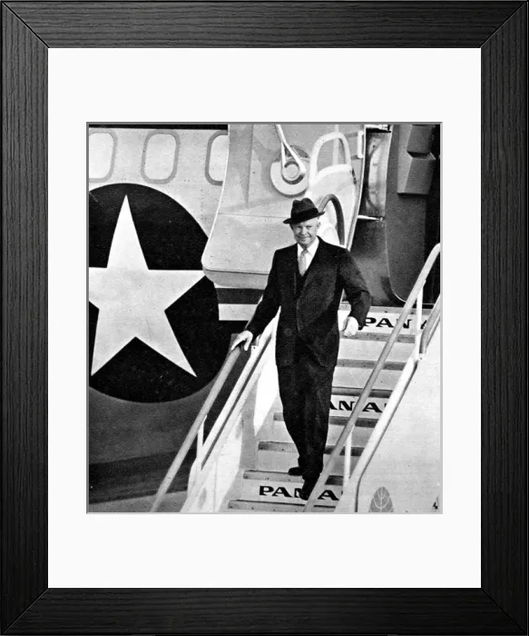 Framed Print : Dwight D Eisenhower arriving in London, 1959 Framed Print : Dwight D Eisenhower arriving in London, 1959