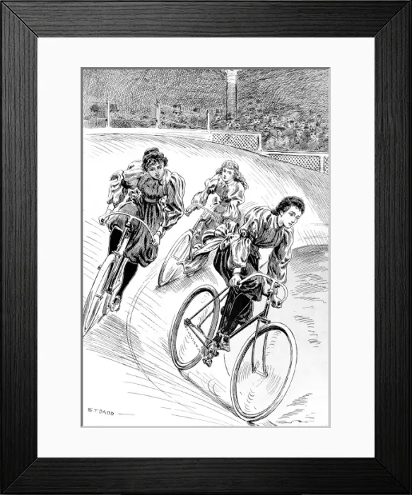 Framed Print : Ladies Bicycling Race, Olympia, 1896 Framed Print : Ladies Bicycling Race, Olympia, 1896