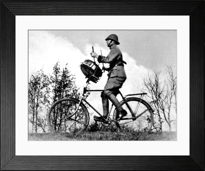 Framed Print : Dutch Bicycle-Mounted Bandsman, 1937 Framed Print : Dutch Bicycle-Mounted Bandsman, 1937