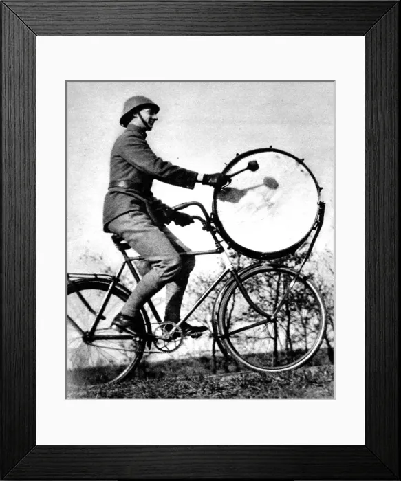 Framed Print : Dutch Bicycle-Mounted Bandsman, 1937 Framed Print : Dutch Bicycle-Mounted Bandsman, 1937