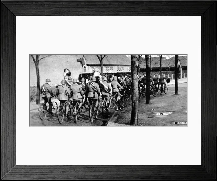 Framed Print : Dutch Bicycle-Mounted Band, 1937 Framed Print : Dutch Bicycle-Mounted Band, 1937