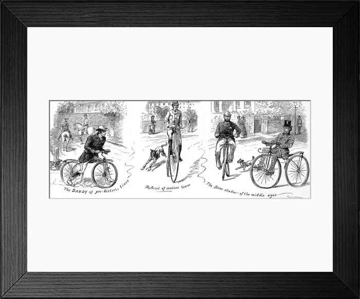 Framed Print : Three Types of Bicycle, 1880 Framed Print : Three Types of Bicycle, 1880