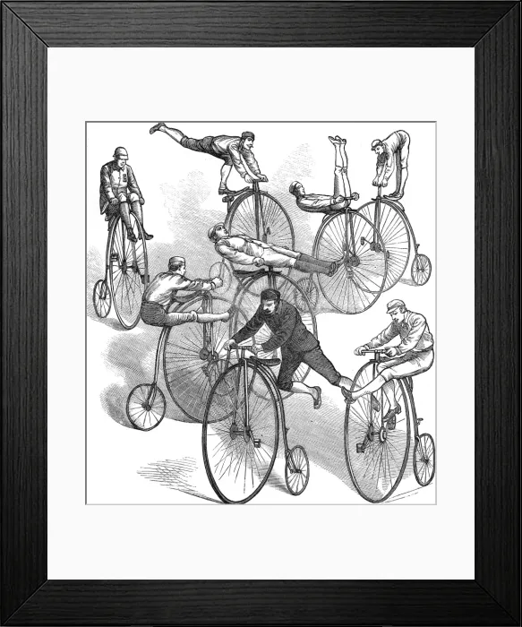 Framed Print : A Selection of Ways to Ride a Penny Farthing Bicycle, 1881 Framed Print : A Selection of Ways to Ride a Penny Farthing Bicycle, 1881
