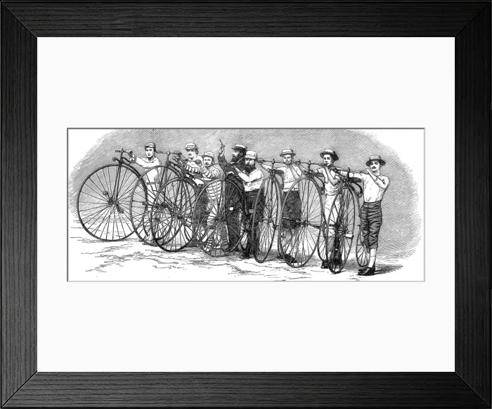 Framed Print : The Start of the Bath to London Bicycle Race, 1874