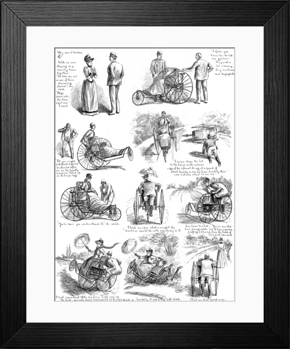 Framed Print : A Trip on a Tricycle Chair, 1890 Framed Print : A Trip on a Tricycle Chair, 1890