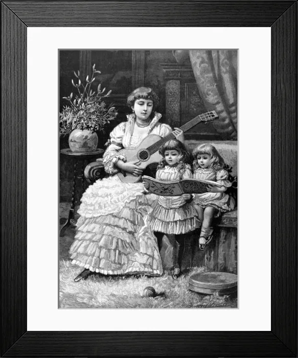 Framed Print : Christmas Carols in a Victorian Household, 1885