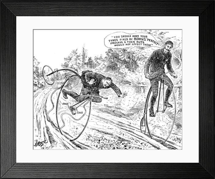 Framed Print : Advertisement for Bowns Perfect Process for Bicycle Tyres Framed Print : Advertisement for Bowns Perfect Process for Bicycle Tyres