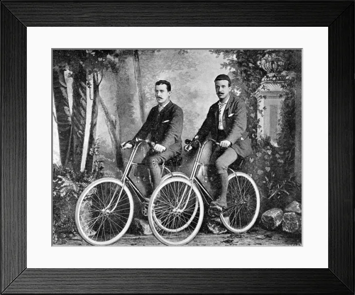 Framed Print : Thomas G. Allen and William L. Sachtleben on their Bicycles