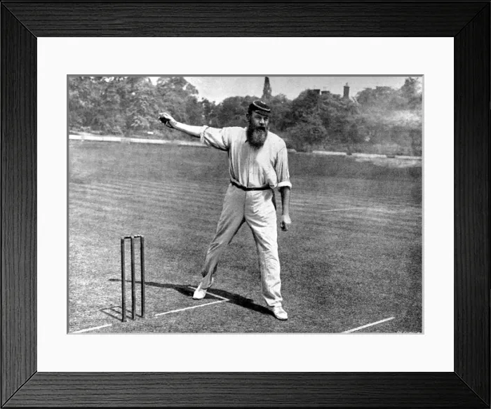Framed Print : W. G. Grace Bowling at the Crystal Palace cricket ground, 190 Framed Print : W. G. Grace Bowling at the Crystal Palace cricket ground, 190