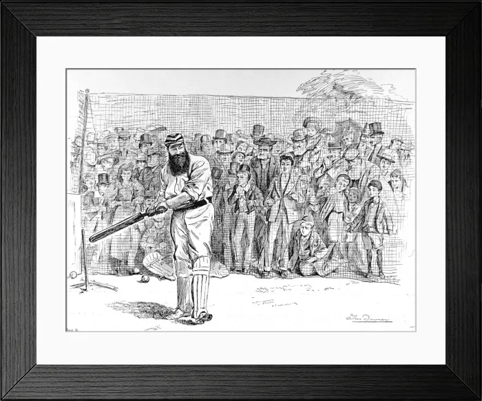 Framed Print : W. G. Grace batting in the Nets at Lords, 1895 Framed Print : W. G. Grace batting in the Nets at Lords, 1895