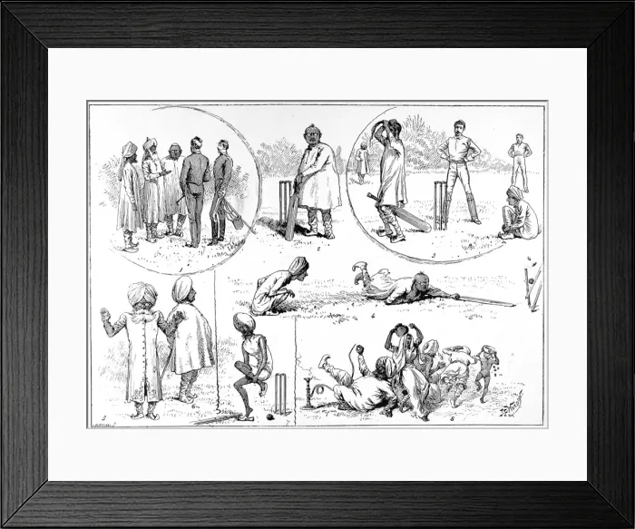 Framed Print : Sketches of Cricket in India, 1890 Framed Print : Sketches of Cricket in India, 1890