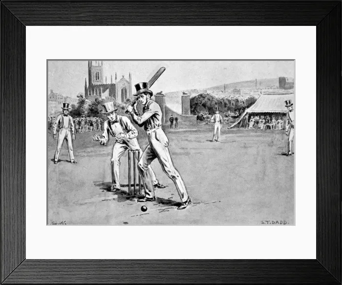 Framed Print : Fuller Pilch batting for Kent, 1837 Framed Print : Fuller Pilch batting for Kent, 1837