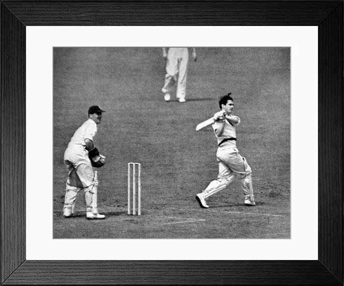 Framed Print : Neil Harvey batting in the Fourth Test Match, Headingley, 19 Framed Print : Neil Harvey batting in the Fourth Test Match, Headingley, 19