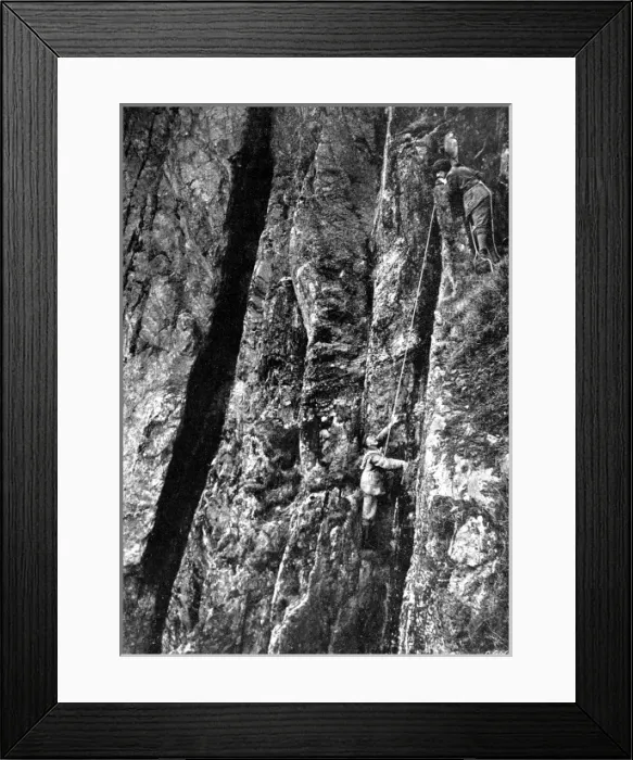 Framed Print : Climbers on the Pillar Rock, Ennerdale, Cumbria, 1912 Framed Print : Climbers on the Pillar Rock, Ennerdale, Cumbria, 1912