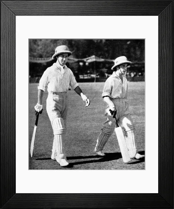 Framed Print : W. Edrich and N. W. D. Yardley going out to bat, Lahore, 1937