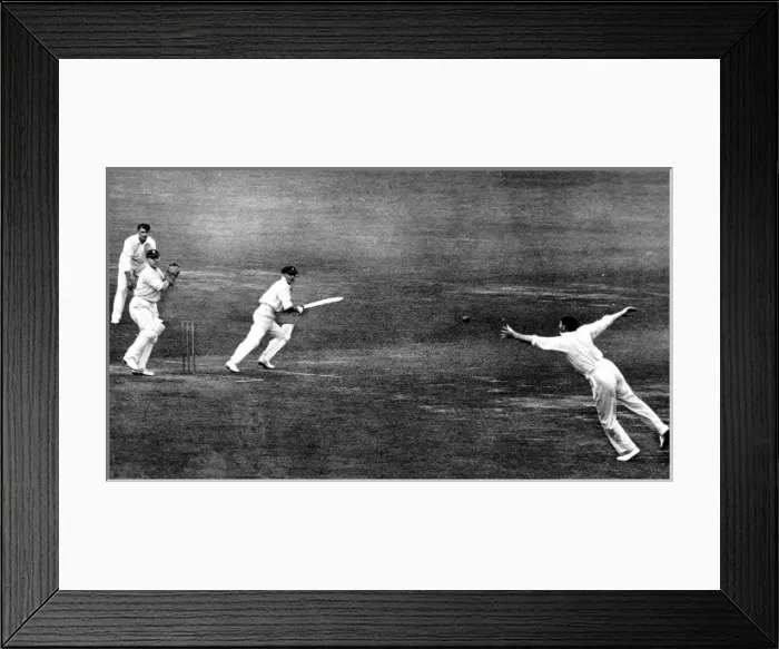 Framed Print : Don Bradman square cuts at Lords, 1930 Framed Print : Don Bradman square cuts at Lords, 1930