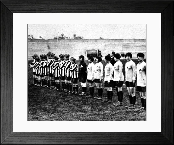Framed Print : English vs. French Womens Football Match, 1920