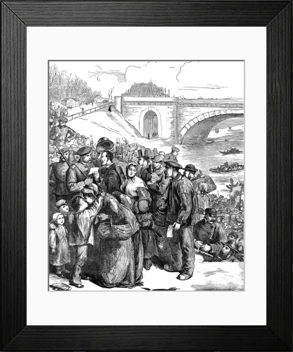 Framed Print : French Civilians going into the Prussian Lines for Bread; Fr