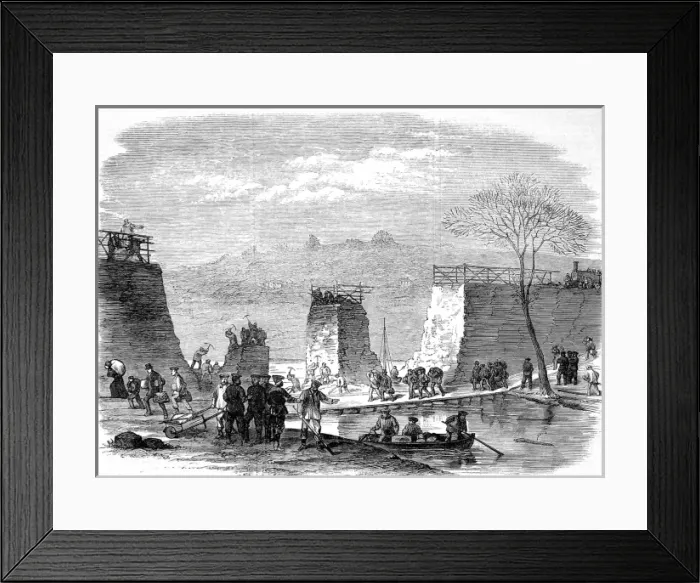 Framed Print : A break in the railway at Pontoise; Franco-Prussian War, 187 Framed Print : A break in the railway at Pontoise; Franco-Prussian War, 187