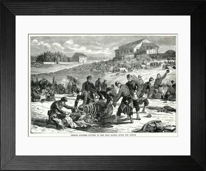 Framed Print : French Soldiers Cutting Dead Horses Franco Prussian Framed Print : French Soldiers Cutting Dead Horses Franco Prussian