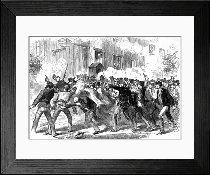 Framed Print : Socialists attacking the Fire-Station, Belleville; Franco-Pr Framed Print : Socialists attacking the Fire-Station, Belleville; Franco-Pr