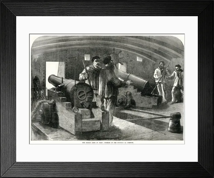 Framed Print : Interior of the Gun-Boat La Commune; Paris Commune 1871