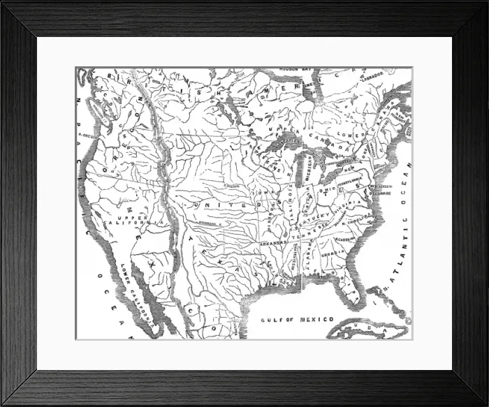 Framed Print : Map of North America, 1845