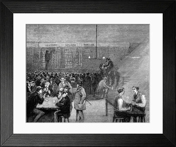 Framed Print : An Underground Drinking Cellar, San Francisco, 1884 Framed Print : An Underground Drinking Cellar, San Francisco, 1884