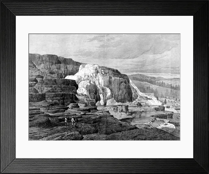 Framed Print : Mammoth Hot Springs, Gardiner River, Yellowstone, 1874