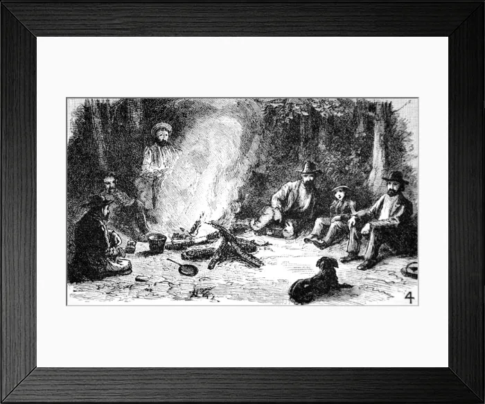 Framed Print : Camp Fire, Yellowstone National Park, 1883