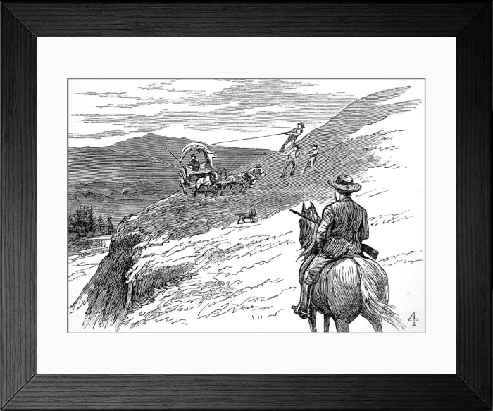 Framed Print : Pulling a wagon up a steep slope, Yellowstone, 1883