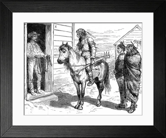 Framed Print : Native American Indian trading a pony, West America, 1880 Framed Print : Native American Indian trading a pony, West America, 1880